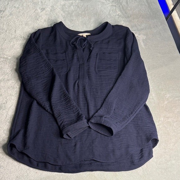 Rebecca Taylor Navy Blouse with Neck Tie - Picture 1 of 6